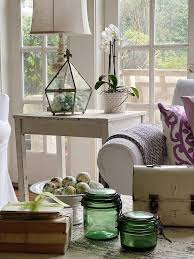 family room with spring home decor
