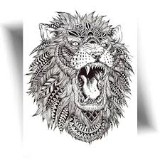 tatouage éphémère lion mandala