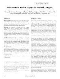 Pdf Reinforced Circular Stapler In Bariatric Surgery