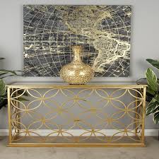 mirrored gl top console table
