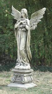 48 H Angel Holding Wreath Garden Statue