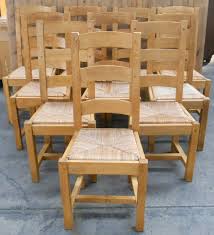 Measuring 38.5 h x 16.25 w x 17 d overall, this chair has an 18 seat height. Set Of Ten Light Oak Ladderback Rush Seat Dining Chairs Sold