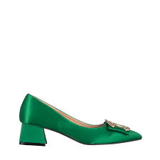 Pantofi dama verzi din material textil cu toc Adelita - kalapod.net