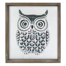 Metal Wood Embossed Owl Wall Art 17x19