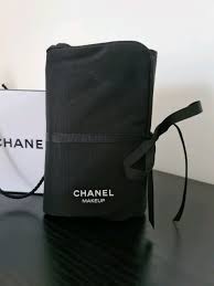 chanel makeup brushes in black case and