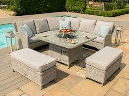 Rattan Furniture With Fire Pit Table