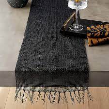 open woven black table runner 14 x120
