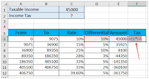 how to calculate income tax in excel