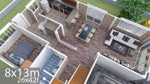 plan 3d interior design home plan 8x13m
