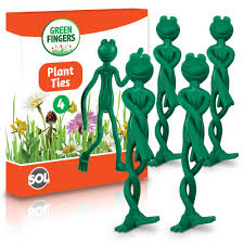4 X Frog Garden Ties Quirky Green
