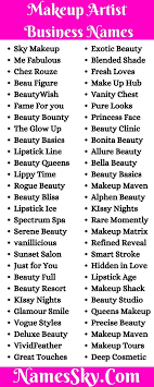 301 makeup artist business name ideas