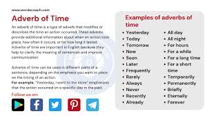 adverb of time 20 exles of adverbs