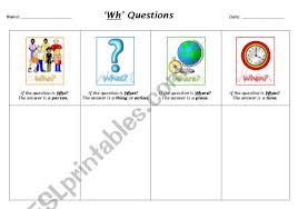 Wh Questions Chart Esl Worksheet By Turtle1