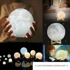 Moon Lamp 3 Colors 3d Print Led Moon Night Light Lamps Usb Rechargeable Touch For Sale Online Ebay