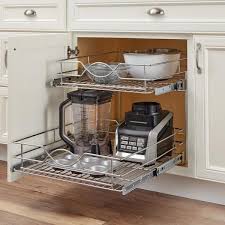 This kitchen organizer holds up to 100 pounds. Home Decorators Collection 20 In Double Tier Wire Pull Out Basket Hdr Dbmub 20 Ch The Home Depot