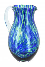 Cobalt And Green Confetti Glass Pitcher