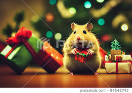 hamster celebrating christmas