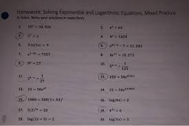 Solved Homework Solving Exponential