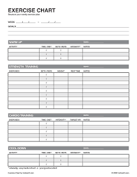 Free Printable Exercise Chart Pdf From Vertex42 Com