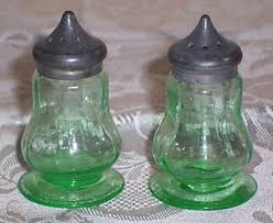 vintage green depression glass salt