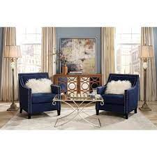 flynn navy blue upholstered armchair