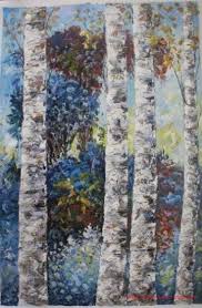 large size birch tree landscape canvas