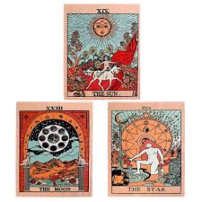 Can be used as wall decor, as a beach towel, sarong or picnic rug, or to decorate festival tents and campervans. 3pcs Tarot Tapestry Wall Hanging Decor Star Sun And Moon Tarot Card Tapestries Bohemian Room Decoration 2 Orange 20 X 16 In Pricepulse