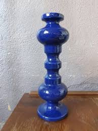 large blue ceramic candle holder for