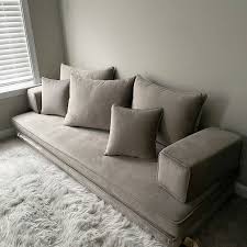 Velvet Gray Floor Seating Sofa Living