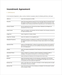 Sample Business Investment Agreement 15 Documents In Pdf