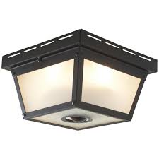 Home depot ceiling lights are most basic nowadays as they are accessible in an immense variety and are affordable too. Hampton Bay 360 Square 4 Light Black Motion Sensing Outdoor Flush Mount Hb 4305 Bk The Home Depot