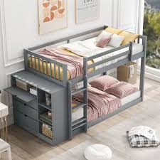 Twin Size Modern Wood Bunk Bed Frame
