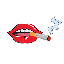 smoking woman lips close up vector