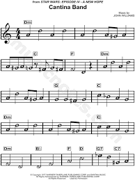 Sheets music in original tone (g minor) for treble clef instruments. Cantina Band From Star Wars Sheet Music For Beginners In A Minor Download Print Star Wars Sheet Music Sheet Music Piano Music Easy