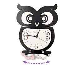 Owl Pendulum Wall Clock Kids Og