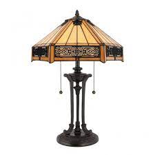 Tiffany Style Table Lamp With Bronze