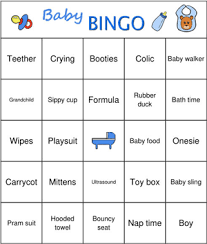 Word List Baby Shower Bingo Boys The Baby Shower Bingo Book All