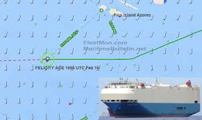 MOL car carrier on fire, abandoned, Atlantic UPDATES Feb 18 | FELICITY ACE  - FleetMon Maritime News