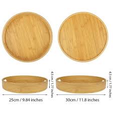 Natural Round Serving Tray Set Wooden
