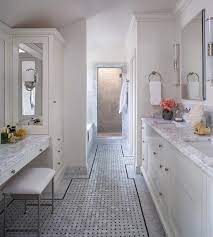 gray marble basketweave bath floor with