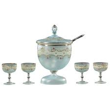 Punch Bowl And Glasses 1950s Set Of 6