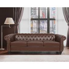 84 In Wide Rolled Arm Pu Leather Curved Sofa Seating 3 Seater Sofa Wi