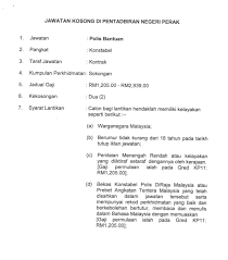 Senarai pangkat polis pdrm polis diraja malaysia permohonan my. Jawatan Kosong Sebagai Polis Bantuan Di Kerajaan Negeri Perak Suk Perak 30 Januari 2018 Appjawatan Malaysia