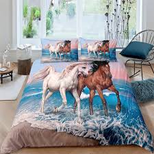 3 Horses Duvet Cover Twin Size Bedding