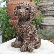 Cockapoo Puppy Dog Statue In Gold