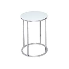Marzia White Glass Top And Chrome Side