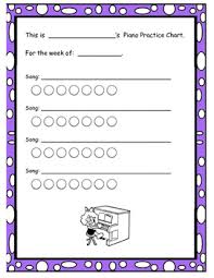 Weekly Piano Practice Chart Young Student