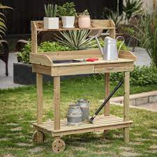 Luxenhome Mobile Wood Potting Bench