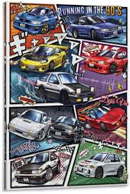 Jdm drifting car drift extreme japanese racing sport drawing. Amazon Com Maiding Jdm Cars Poster Initial D Manga Styled Car Poster Decorative Painting Canvas Wall Art Living Room Posters Bedroom Painting 12x18inch 30x45cm Posters Prints