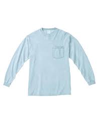 Comfort Colors C4410 Adult Heavyweight Rs Long Sleeve Pocket T Shirt Chambray M